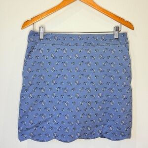 Tribal Floral Blue Midi Skirt with Pockets, Shorts Underneath (6)